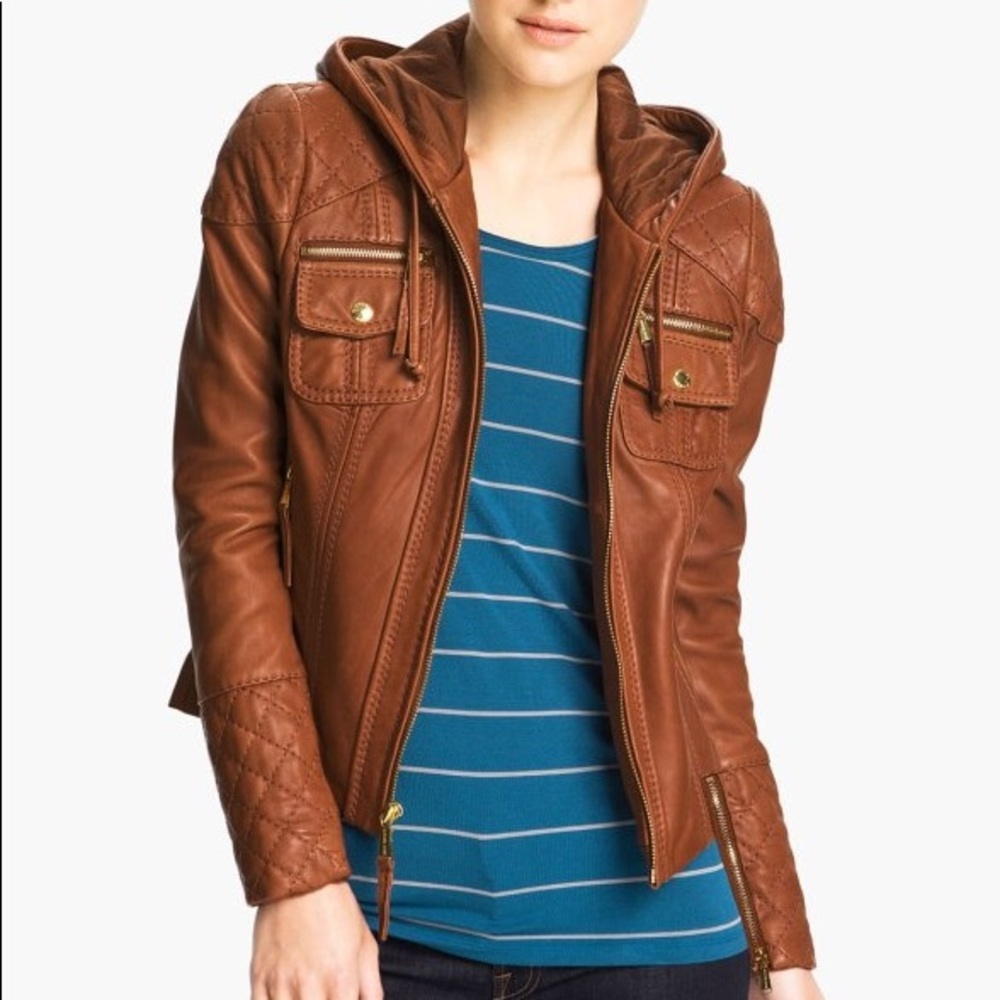Michael Kors Brown Leather Jacket